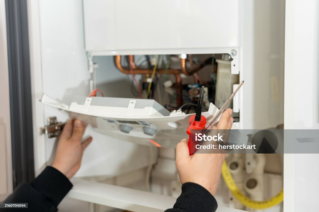 Anasayfa technician repairing the boiler